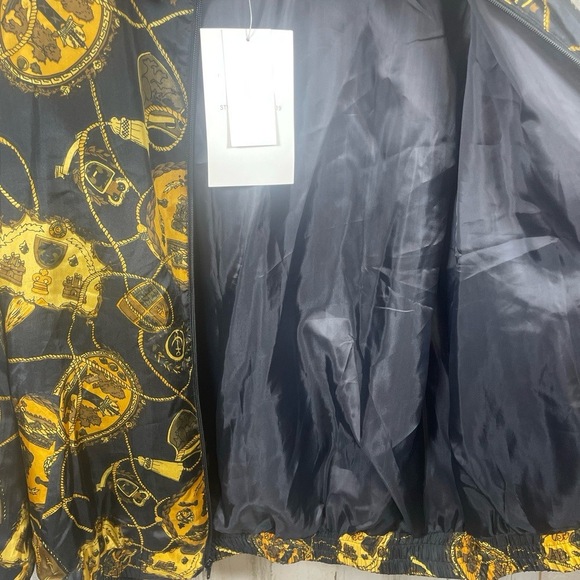 Oleg Cassini Vintage 100% Silk Luxury Printed Windbreaker Full Zip size L NWT - Picture 11 of 11